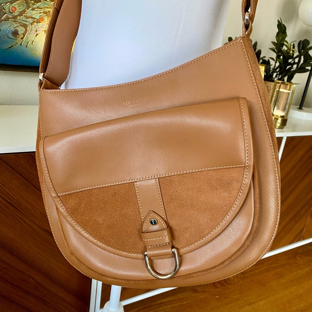 TED BAKER LONDON Leather and Suede Satchel | w/Dust Bag | 10.75” T | 13” W